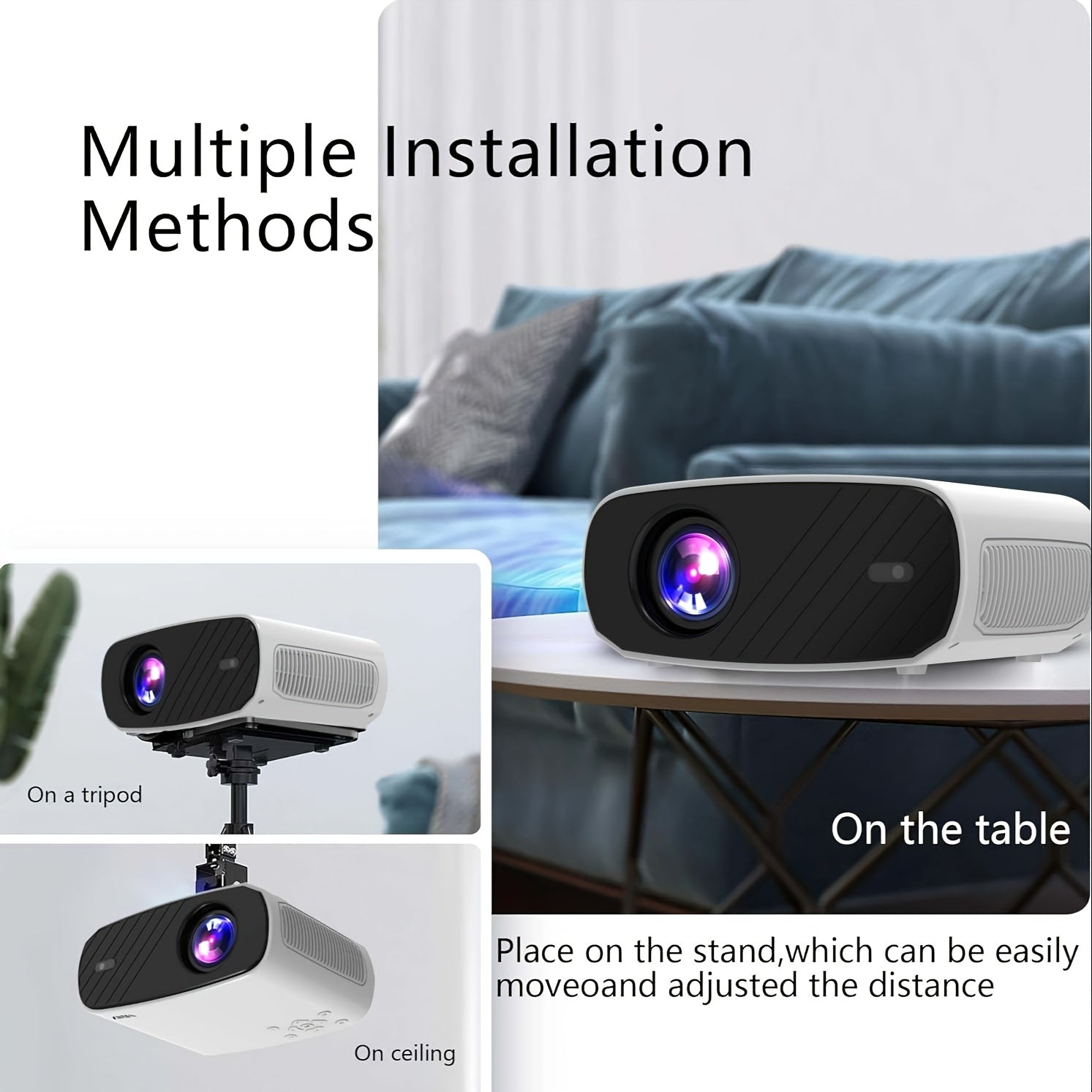 Portable Android Home Theater Projector Full HD WiFi 4K Compatible