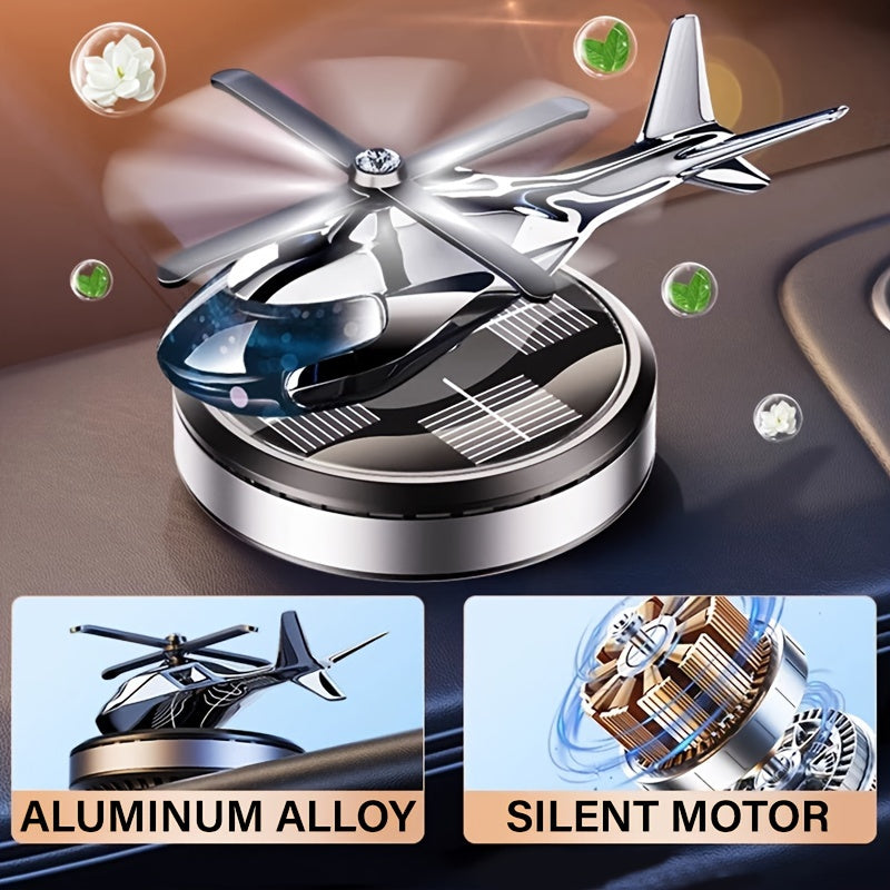 Solar-Powered Helicopter Car Air Freshener Aluminum Alloy Scent Diffuser with Paper Fragrance Sheets