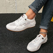 Women Breathable Mesh Sports Shoes Lightweight Slip-Resistant Casual Sneakers White Black