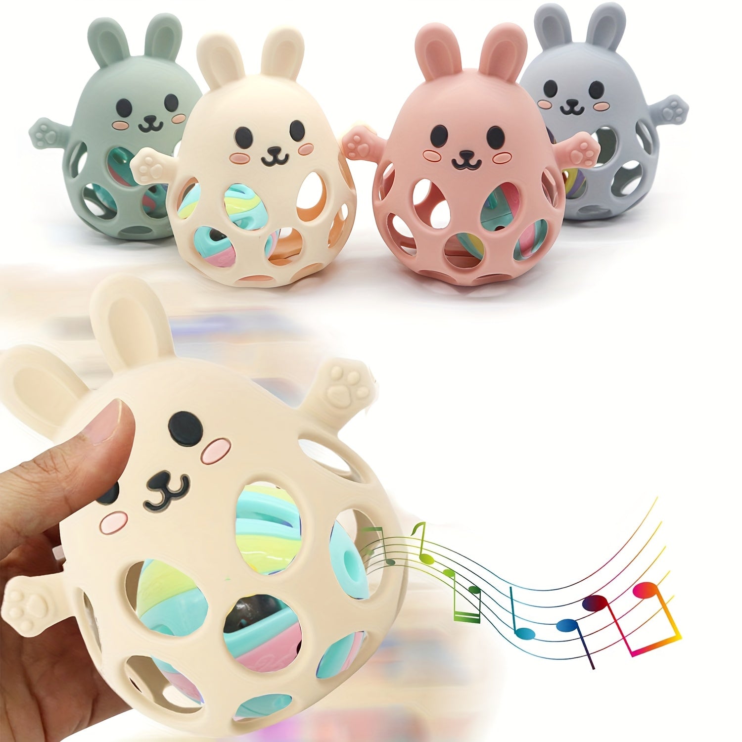 Yangi tug'ilganlar uchun mo'ljallangan, shovqinli chayqash uchun silikon bolalar chaynash o'yinchoq, turli ranglarda