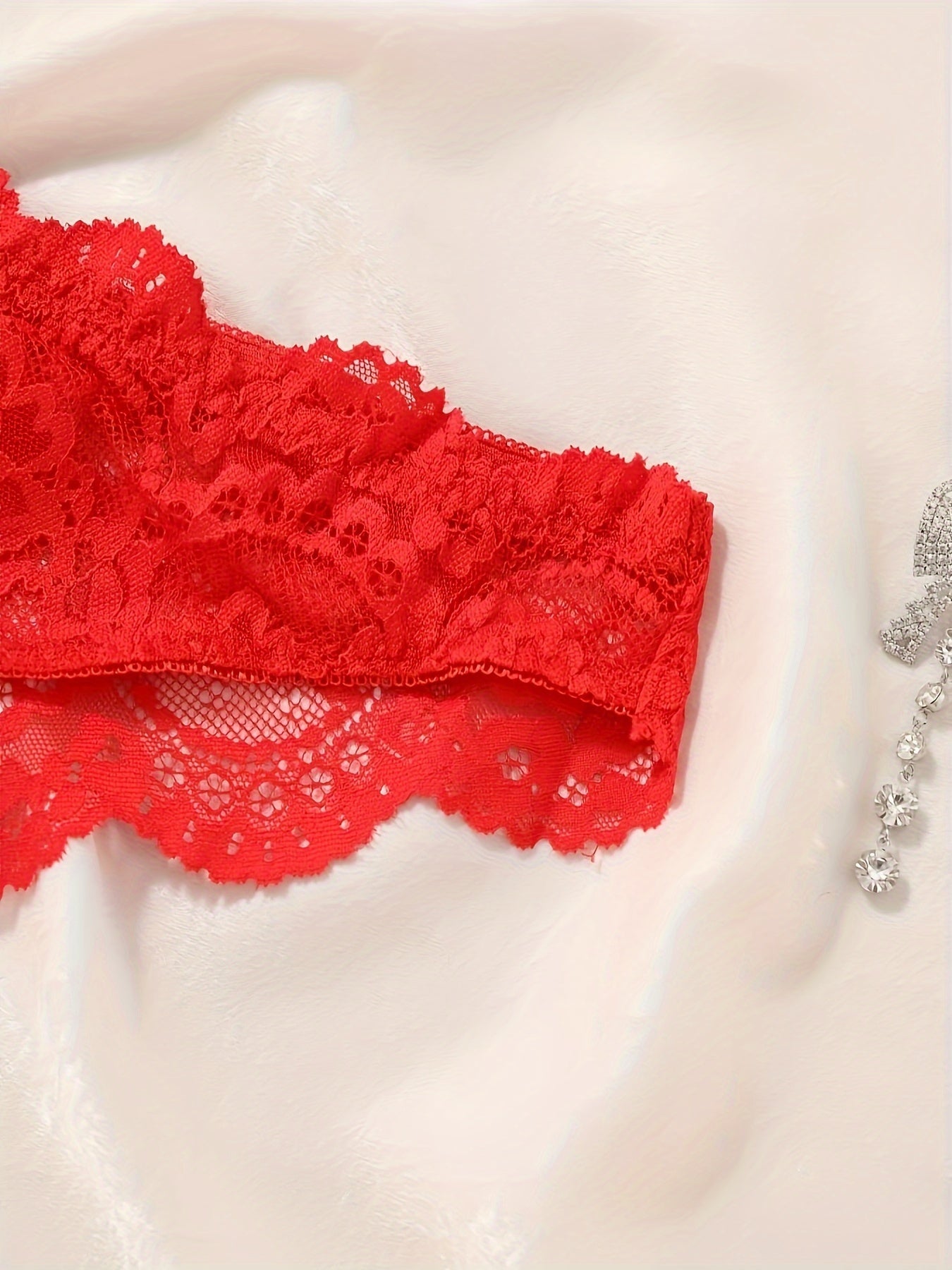 Conjunto de ropa interior de encaje de malla transparente para mujer, lencería sexy