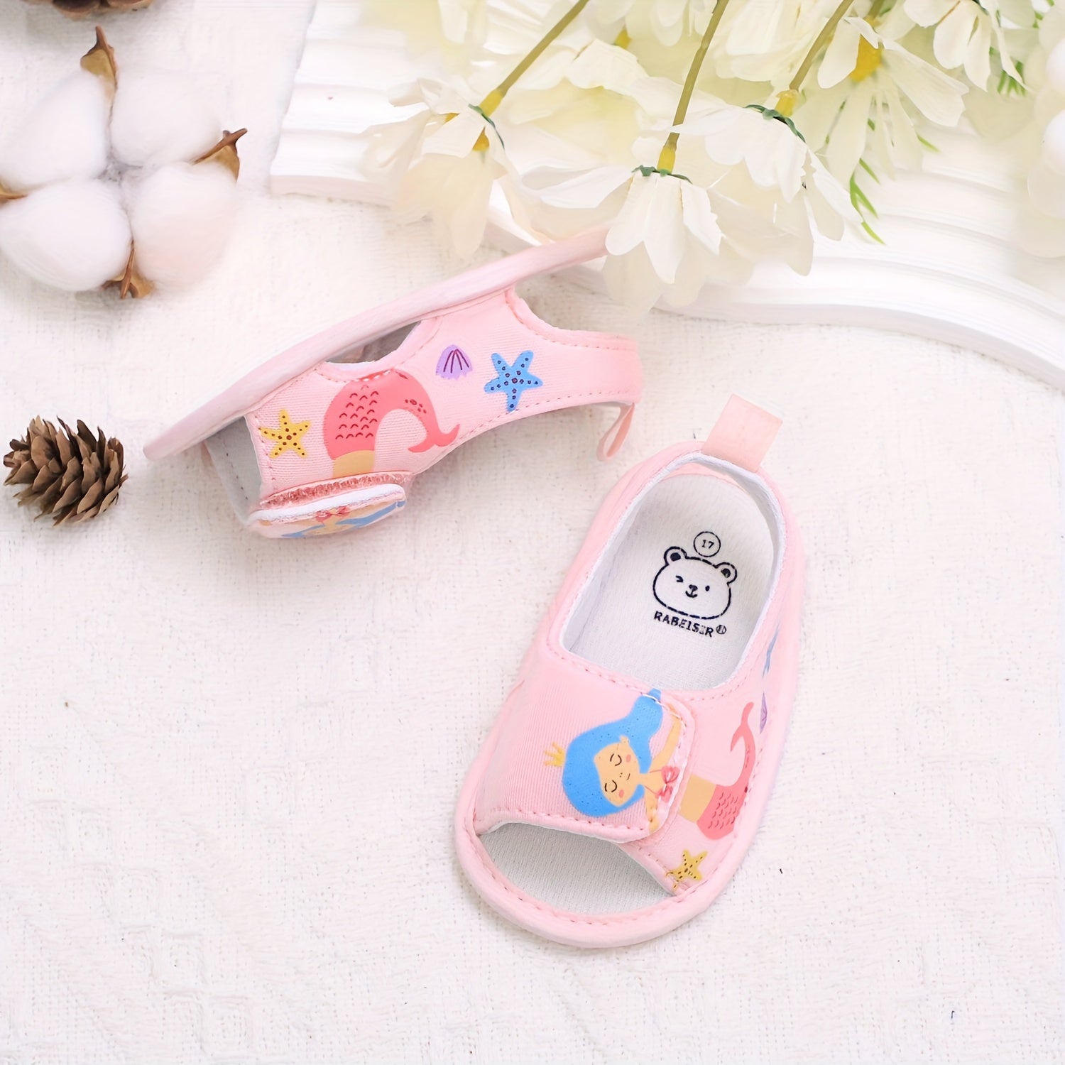 Toddler Baby Girl Mermaid Watermelon Canvas Sandals Open Toe Non-Slip Shoes for Spring Summer Vacation