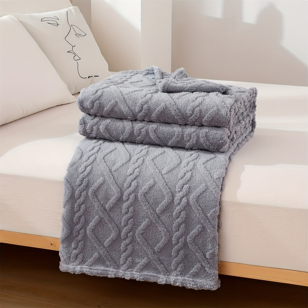 Cozy Embossed Sweater-Style Blanket for Winter and Holiday Occasions