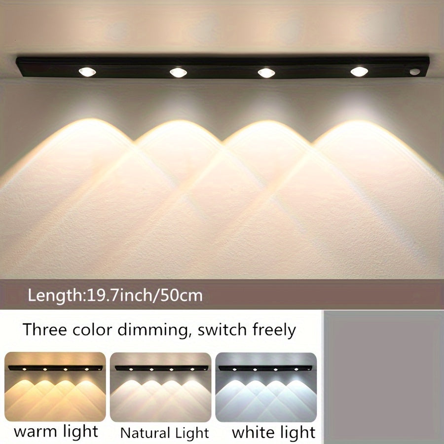 Smart Human Body Sensor Light with Motion Sensing USB Rechargeable LED Strip for Kitchen Wardrobe Bedroom