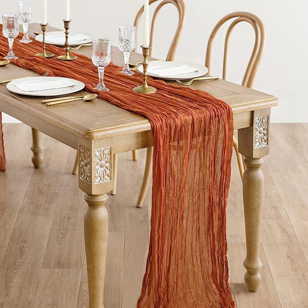 Camino de mesa de gasa de gasa para bodas, fiestas y decoración del hogar