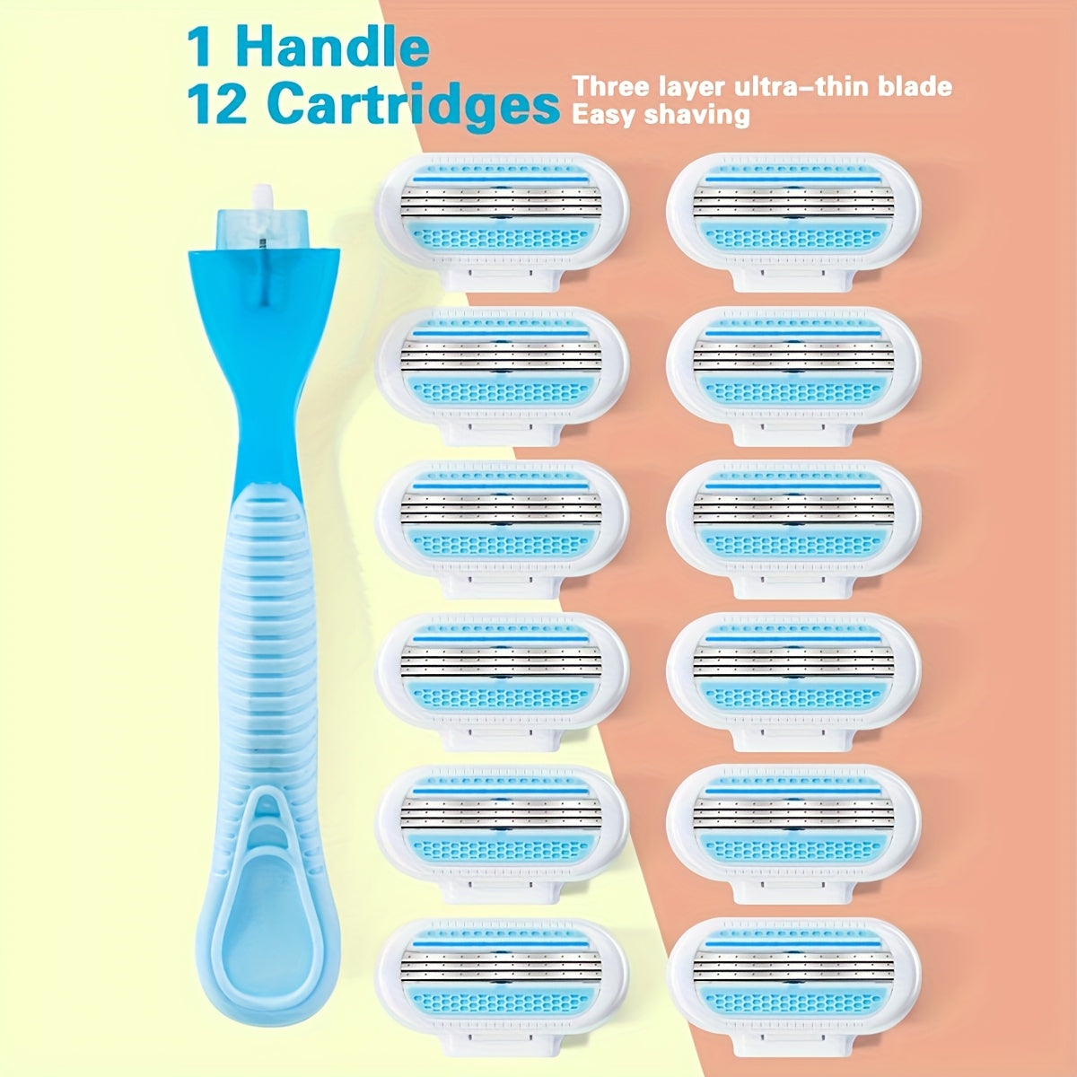 Women's Hypoallergenic Stainless Steel Bikini Razor with 3-Layer Blades Reusable Body Hair Removal