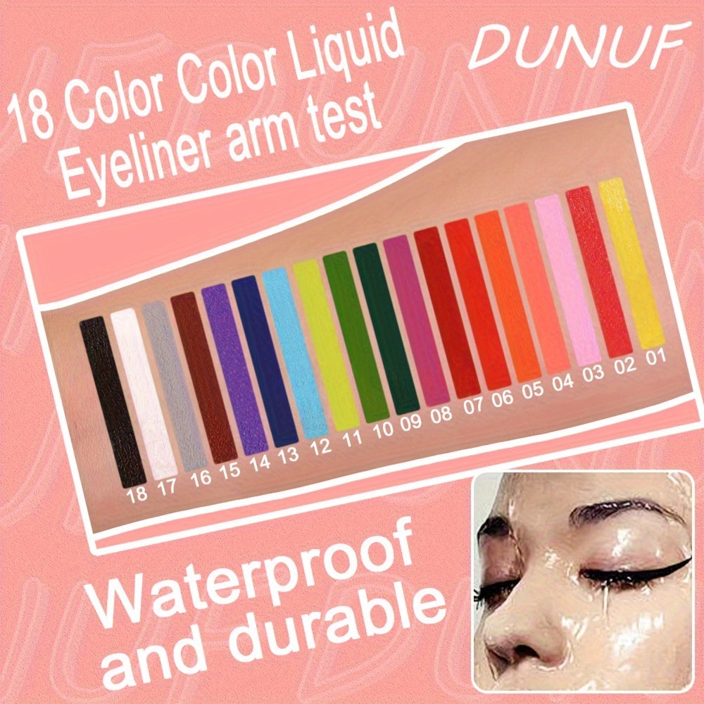 Women Matte Waterproof Liquid Eyeliner 18 Colors Easy to Apply Quick Drying
