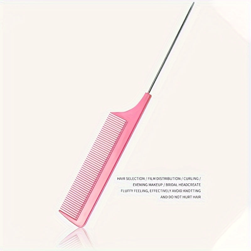 Peine de cola de ratón de acero inoxidable para hombres y mujeres, peine de dientes finos, herramienta de detallado