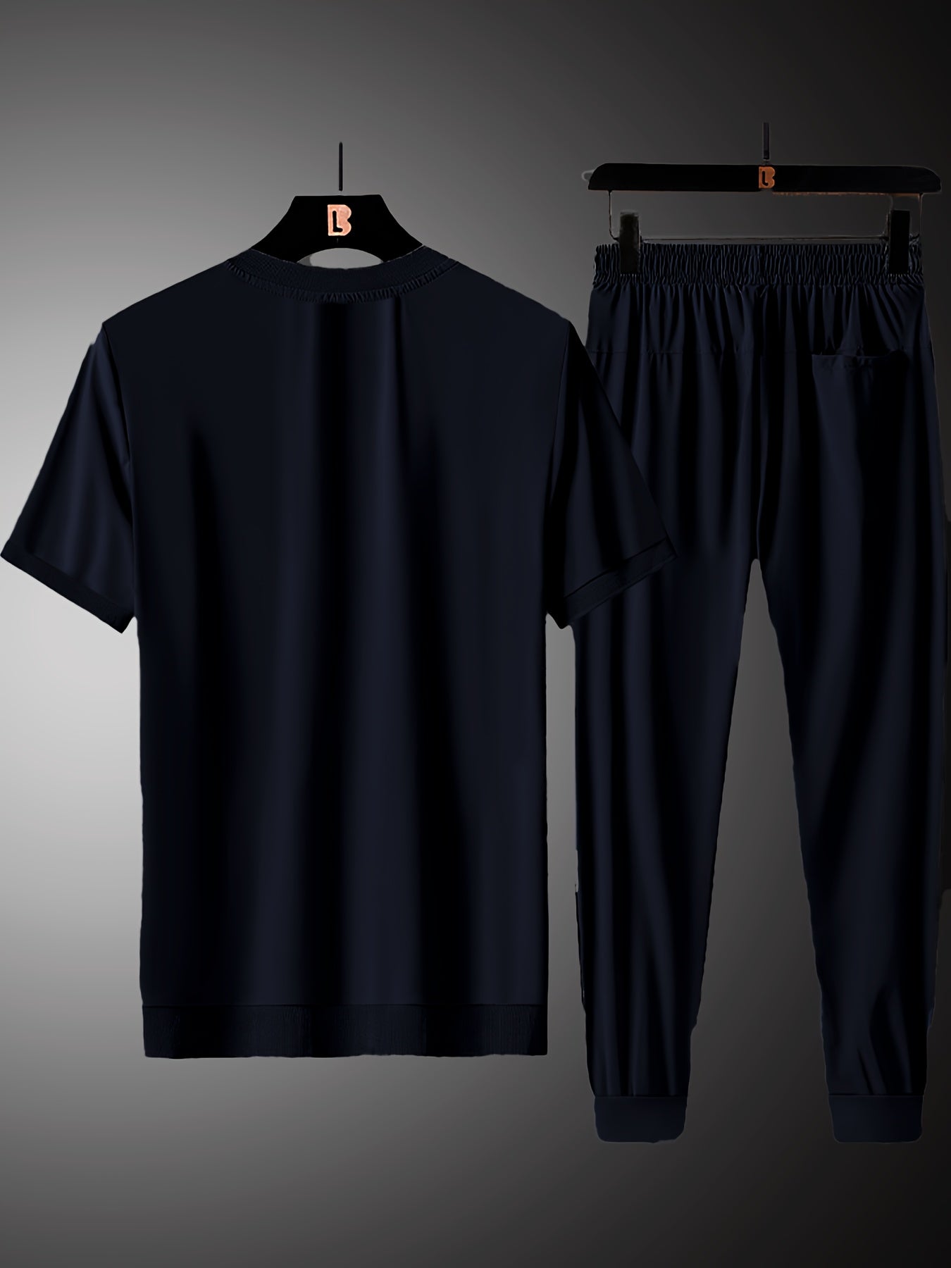 Men's Summer Sun Protection Set Breathable Quick-Dry Nylon V-Neck Shirt and Pants with Pockets