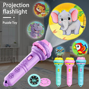 Educational Toy for Ages 3 Plus Winter Fun Projection Flashlight Puzzle Cards with Animal Dinosaur Vehicle and Space Themes