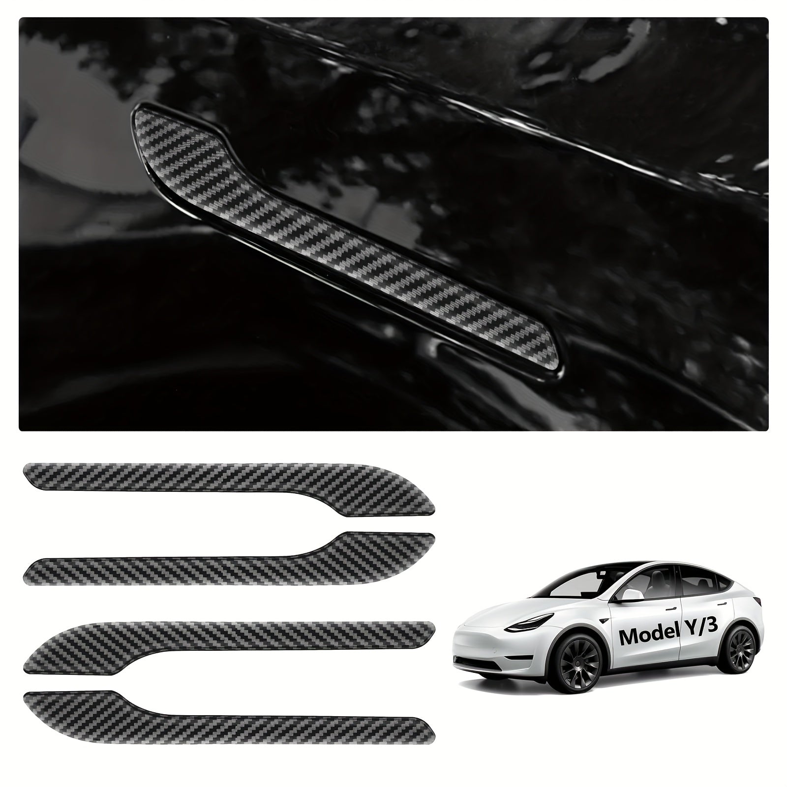 Car Door Handle Protection Film Carbon Fiber for Tesla Model 3 Y Scratch Resistant 4pcs
