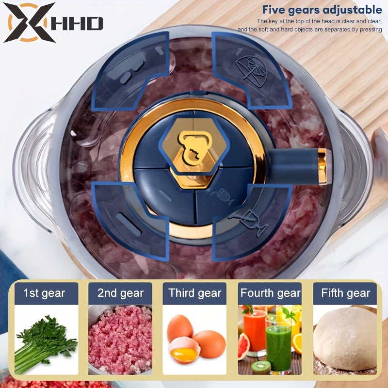 500W Stainless Steel Food Processor 5L Capacity with 6-Blade System and 5 Speeds