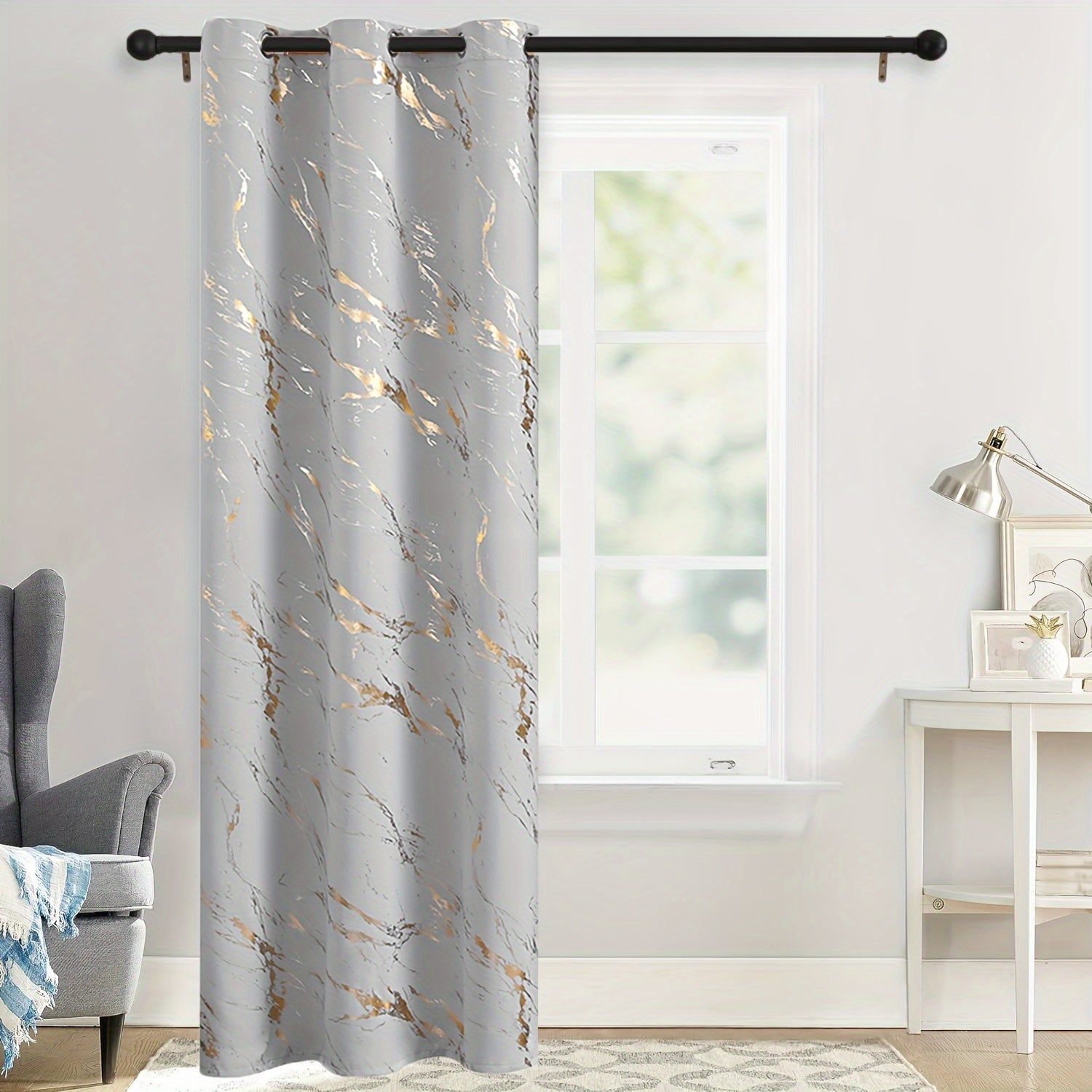 Grey Marble Pattern Curtain for Bedroom Living Room Office Kitchen Modern Classic European Style
