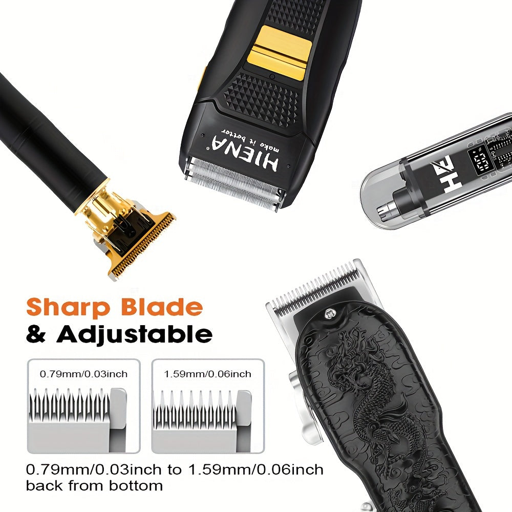 Набор ножниц для стрижки мужских волос, триммер для бороды, триммер для носа, бритва, барбер-кит