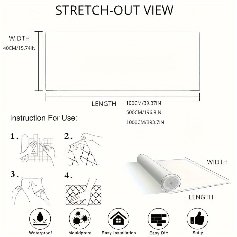 Marble Texture Self-Adhesive Wallpaper Waterproof Oil Heat Resistant Vinyl for Kitchen Bathroom Room Renovation
