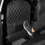 Universal PU Leather Car Seat Back Protector with Side Storage Pocket