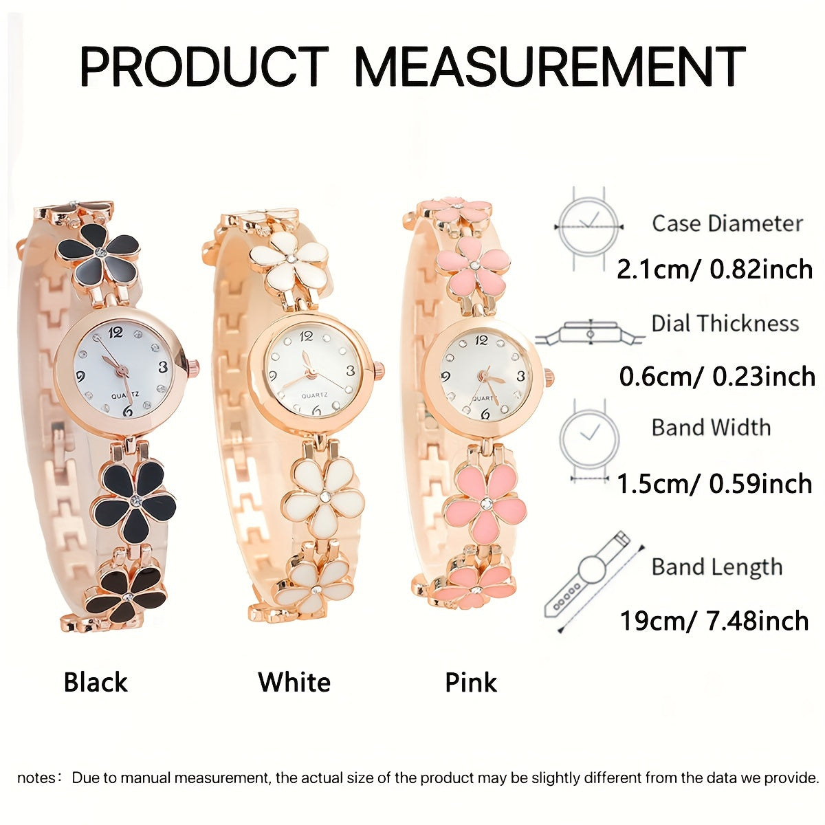 Reloj de cuarzo para mujer con detalles de rhinestone y banda de aleación de zinc con patrón de flor de ciruelo