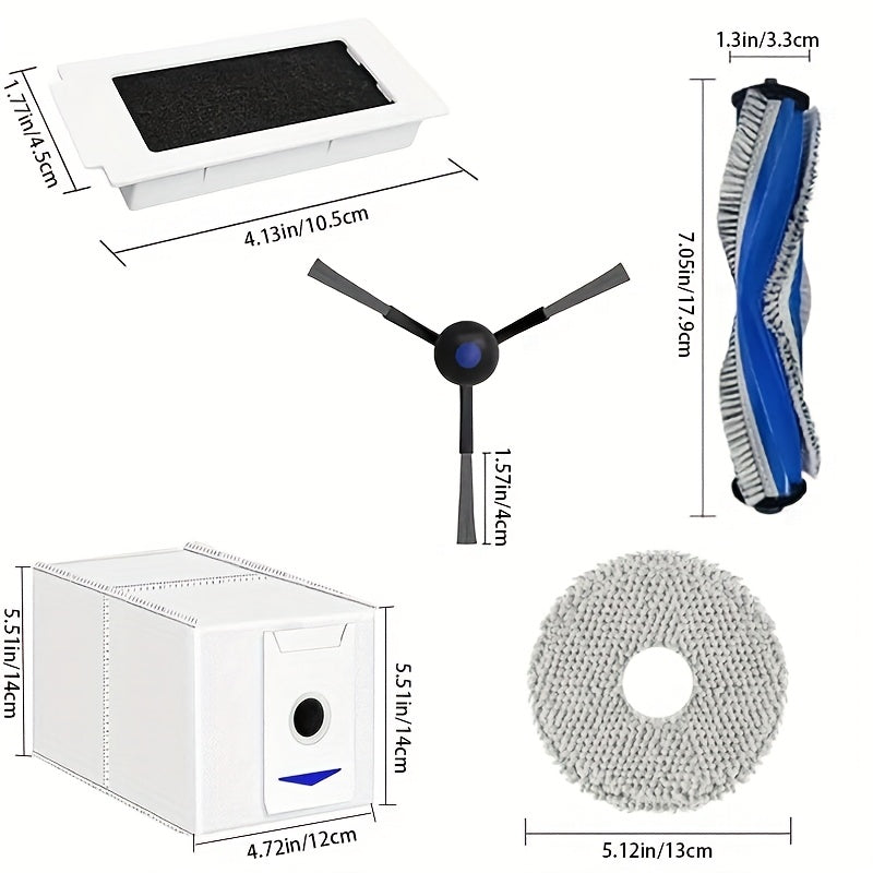 19-Donali Robot Chang'argich uchun aksessuarlar to'plami Ecovacs Deebot T30 Omni T30 Pro uchun Asosiy cho'tka HEPA filtrlari artib tozalash uchun yon cho'tkalar chang qoplari bilan