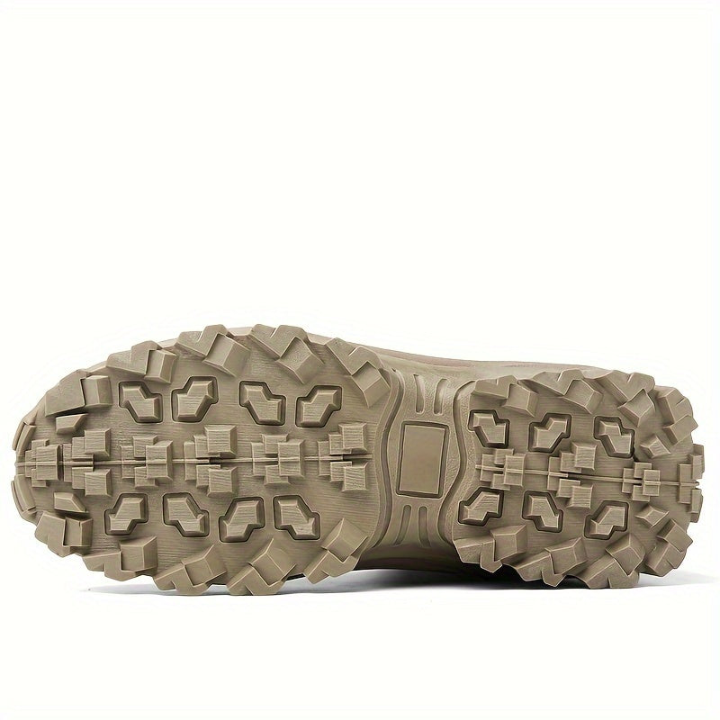 Men's Hiking Shoes Beige Non-Slip Wear-Resistant Mid-Calf Outdoor Trekking Footwear