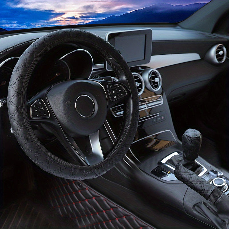 3 шт. кожаный чехол на руль автомобиля, рычаг переключения передач, ручник, подходит для 38 см