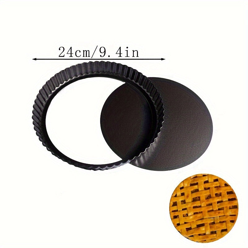 Round Black Baking Pan with Removable Metal Bottom Non-Stick for Pies Cakes