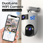 Wireless Security Camera HD 5G WiFi Night Vision Motion Detection Dual Lens App Controlled