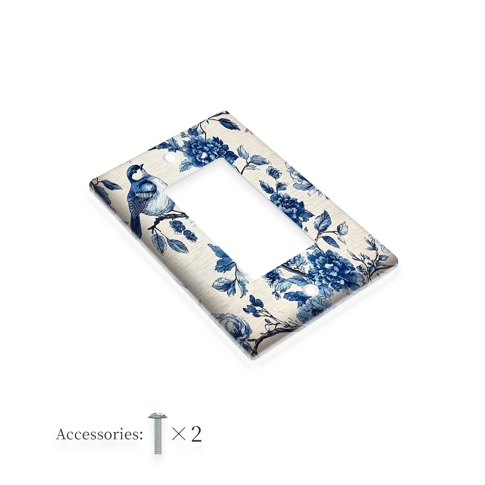 Blue Birds and Floral Wall Plate Cover for Teen Room Bedroom Bathroom Playroom