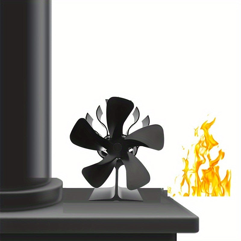Aluminum Stove Fan 5 Blades Heat Powered Fireplace Blower for Wood Log Burner