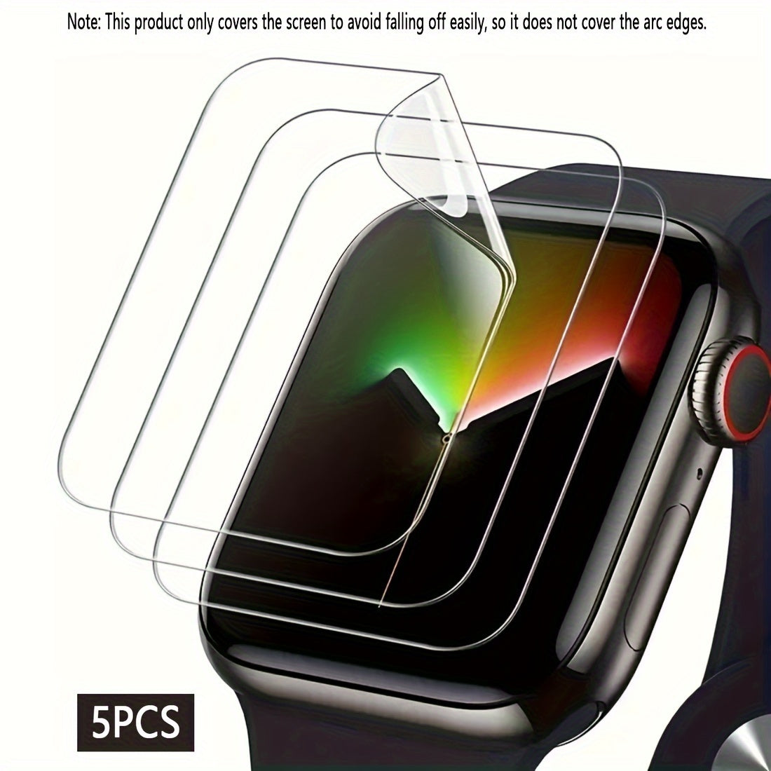 5-Pack TPU Hydrogel Screen Protectors for Apple Watch Series 9/8/7/6/5/SE/3/2 & Ultra 38-49mm Waterproof Hardness 9H