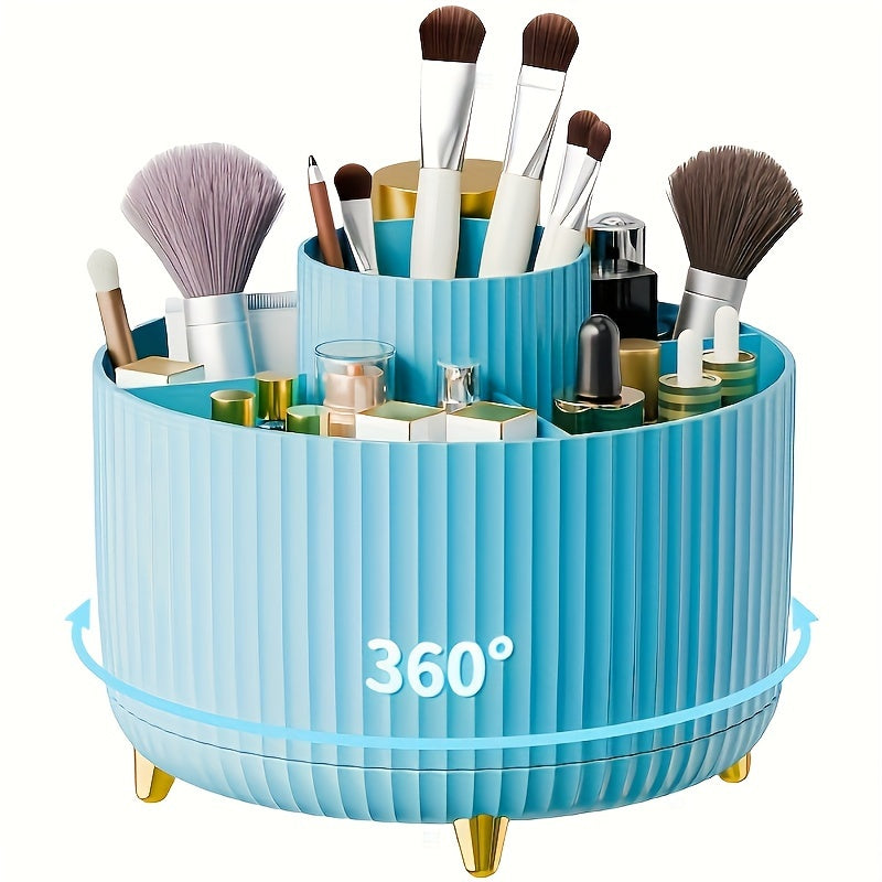 Rotating Makeup Organizer with 5 Compartments, Durable Plastic, Multi-Functional Storage