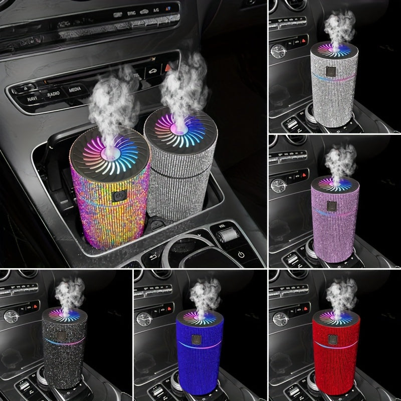 Luxury Rhinestone Car Diffuser Humidifier with LED Lights Aromatherapy Air Freshener