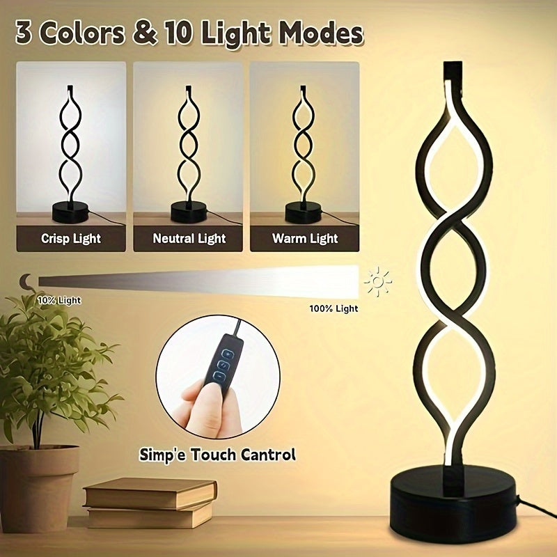 Spiral Table Lamp with Warm Seaweed Design for Bedroom Living Room Bar
