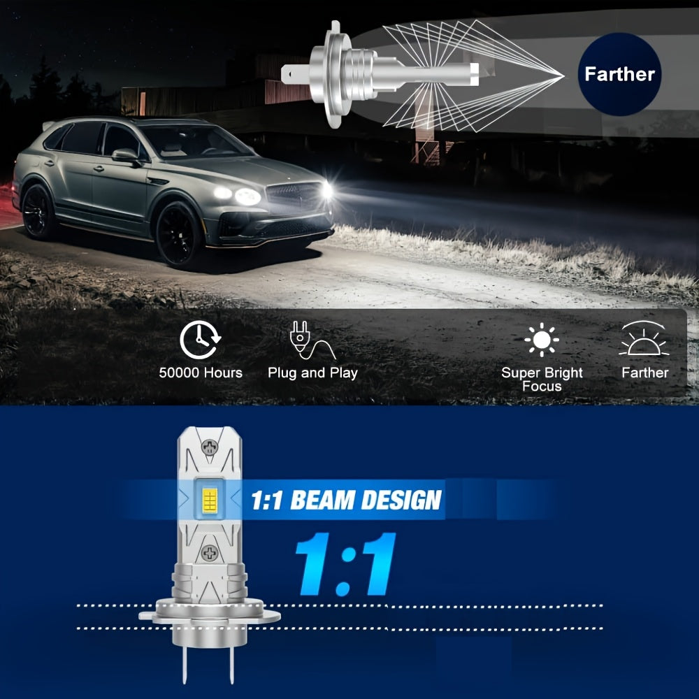 2 шт. по 100 Вт LED-лампочки для головного света H7, ярко-белые, высокоинтенсивные автомобильные фары