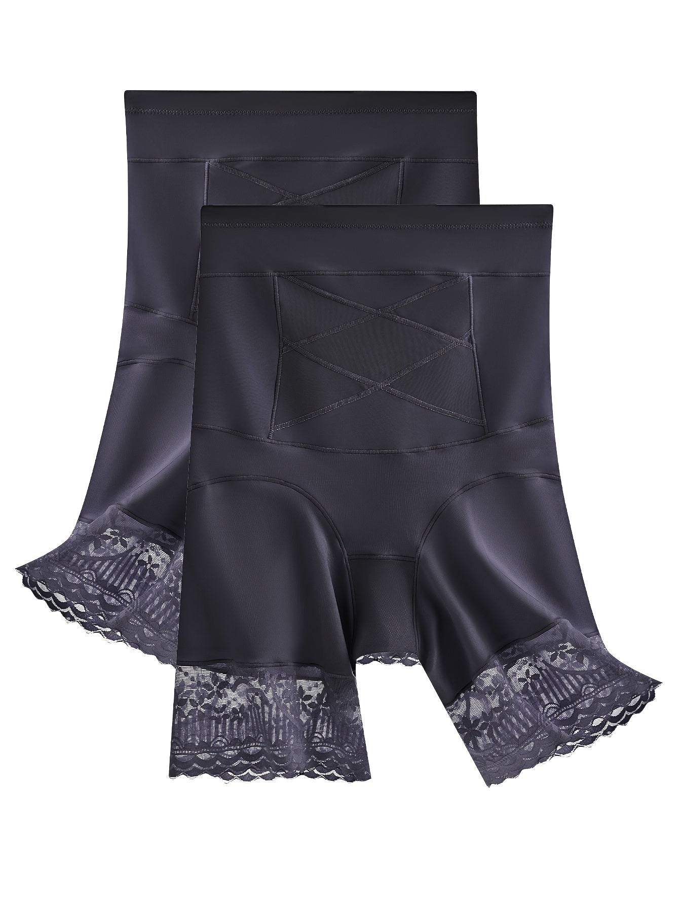 High-Waisted Tummy Control Thigh Slimmer with Lace Detail Polyamide Shapewear