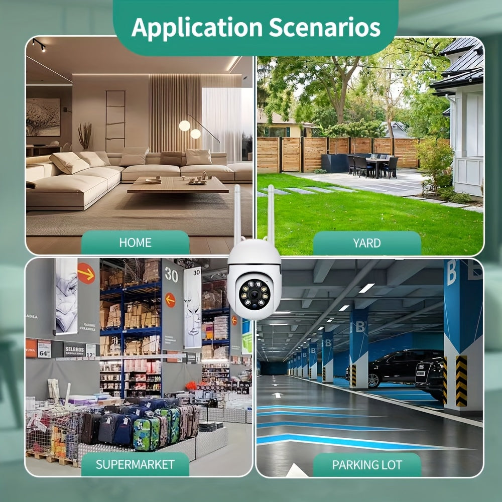 1080P Wireless Security Camera Kit with Full Color Night Vision Spotlight and Siren