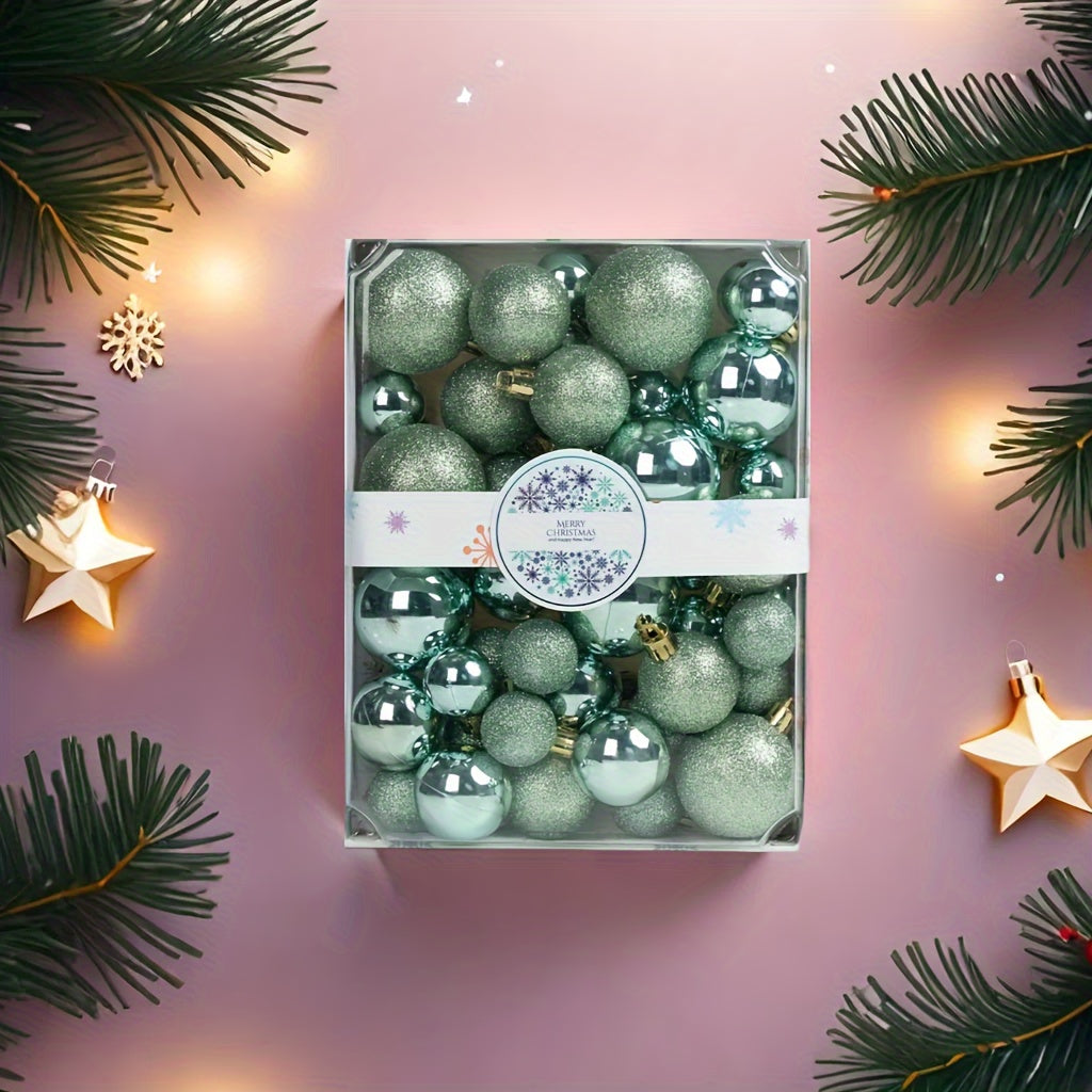 Paquete de 42 adornos de Navidad de glitter dorado de plástico para árbol navideño