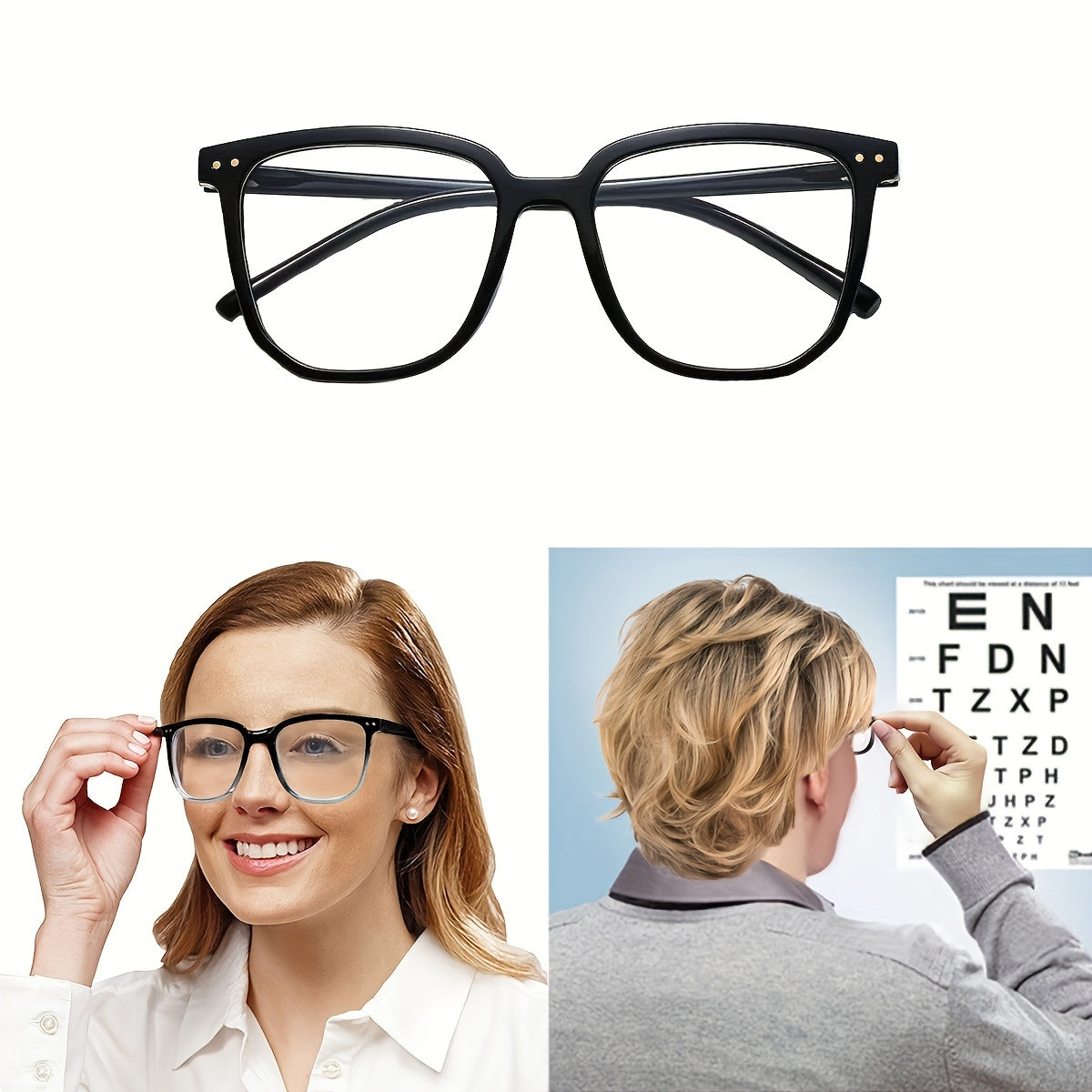 Square Framed Reading Glasses for Men and Women Lightweight Clear Lenses