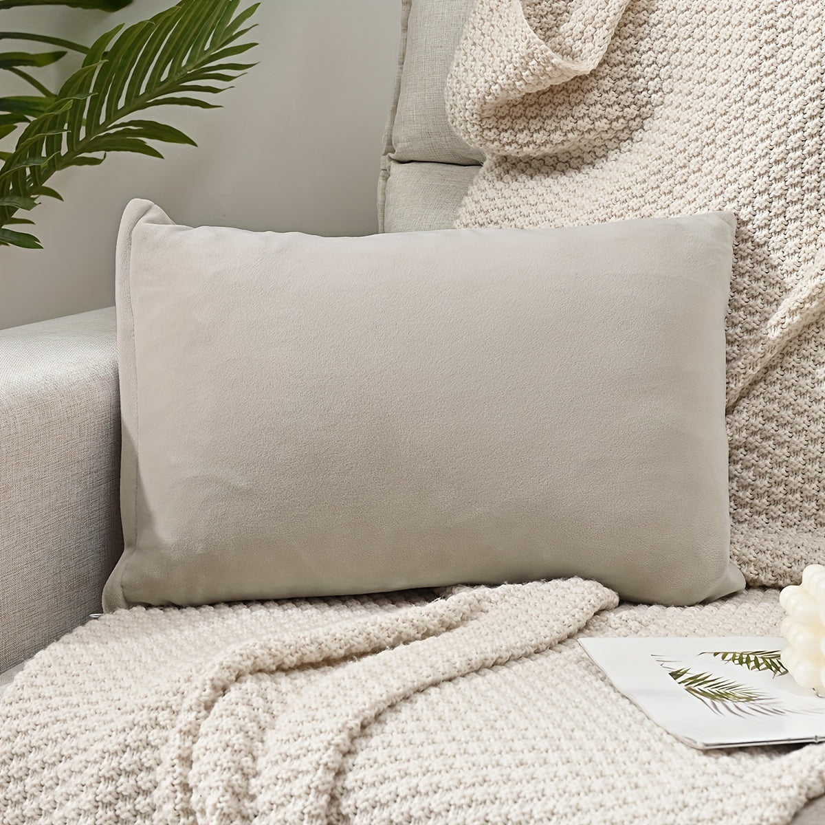 Luxurious Silver Fox Velvet Throw Pillow Cover with Zipper Closure