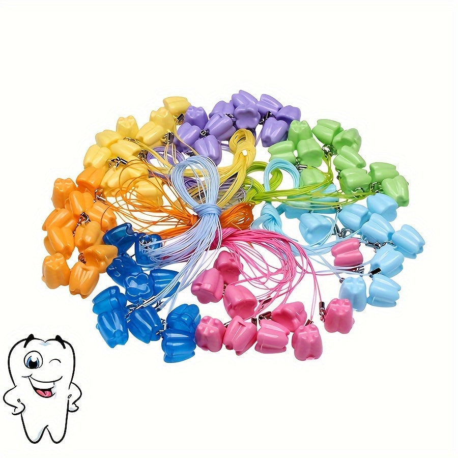 Juego de 20 cajas de almacenamiento de dientes adorables con cuerdas colgantes para niños y bebés