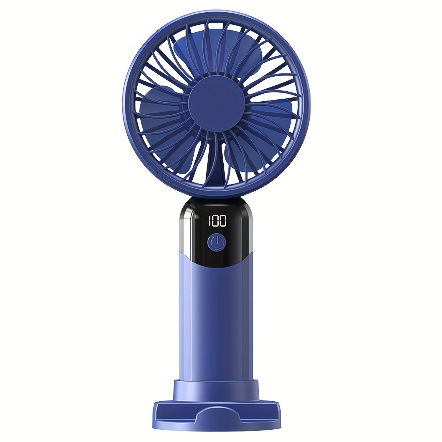Handheld Fan with LED Display, 6 Speed Settings, Rechargeable Battery, Stable Base Stand for Phone Binge-Watching