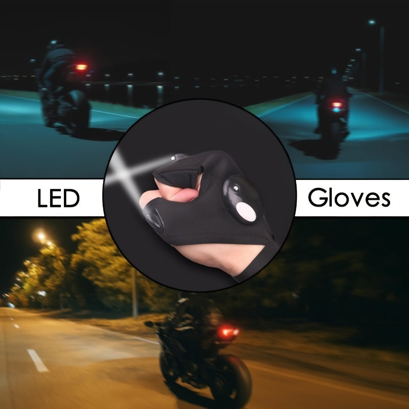 LED Flashlight Gloves for Men Women, Rechargeable, Night Fishing Camping