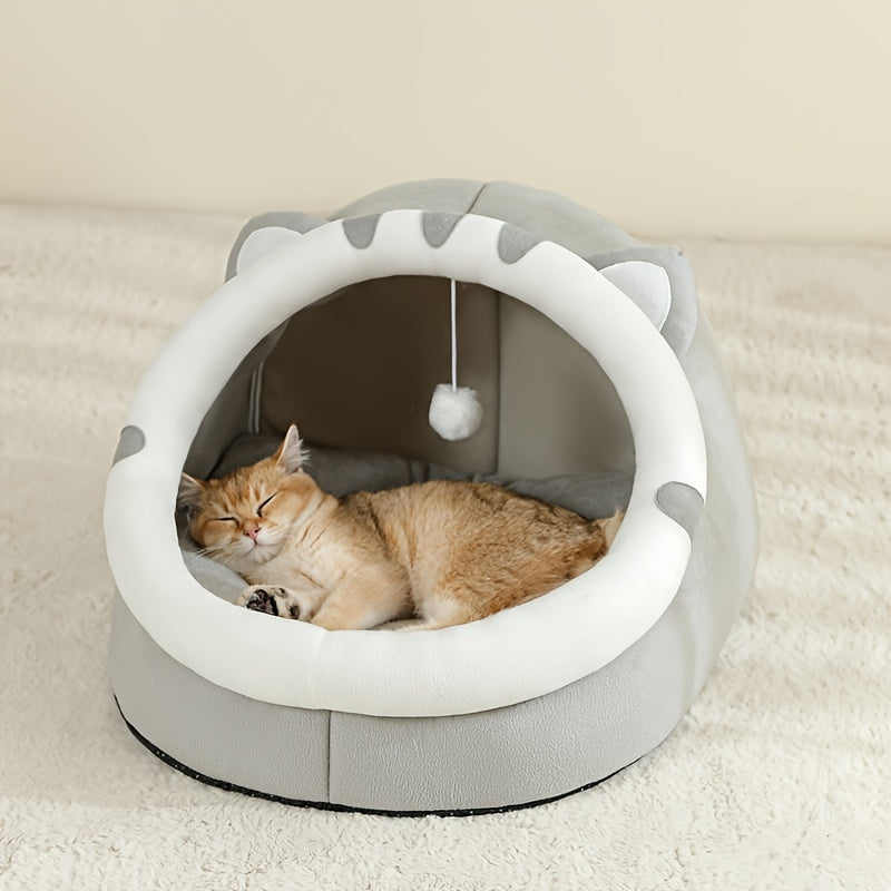 Cat Bed Cozy Cat-Shaped Bed with Soft Polyester Fiber Breathable All-Season Small to Large Cats