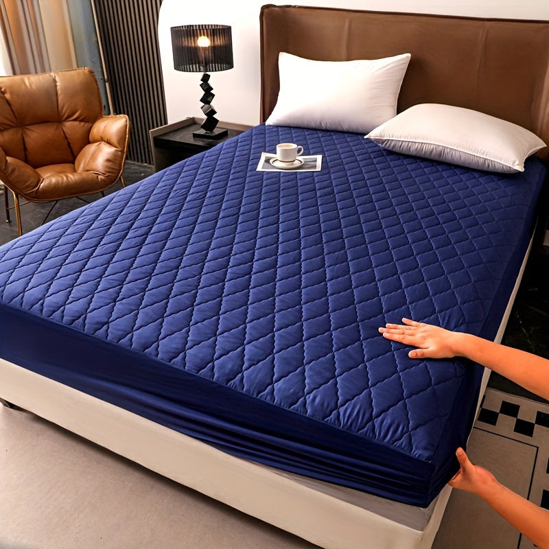 Waterproof Fitted Sheet with Geometric Embossed Pattern Deep Pocket Bed Sheet for Bedroom and Guest Room