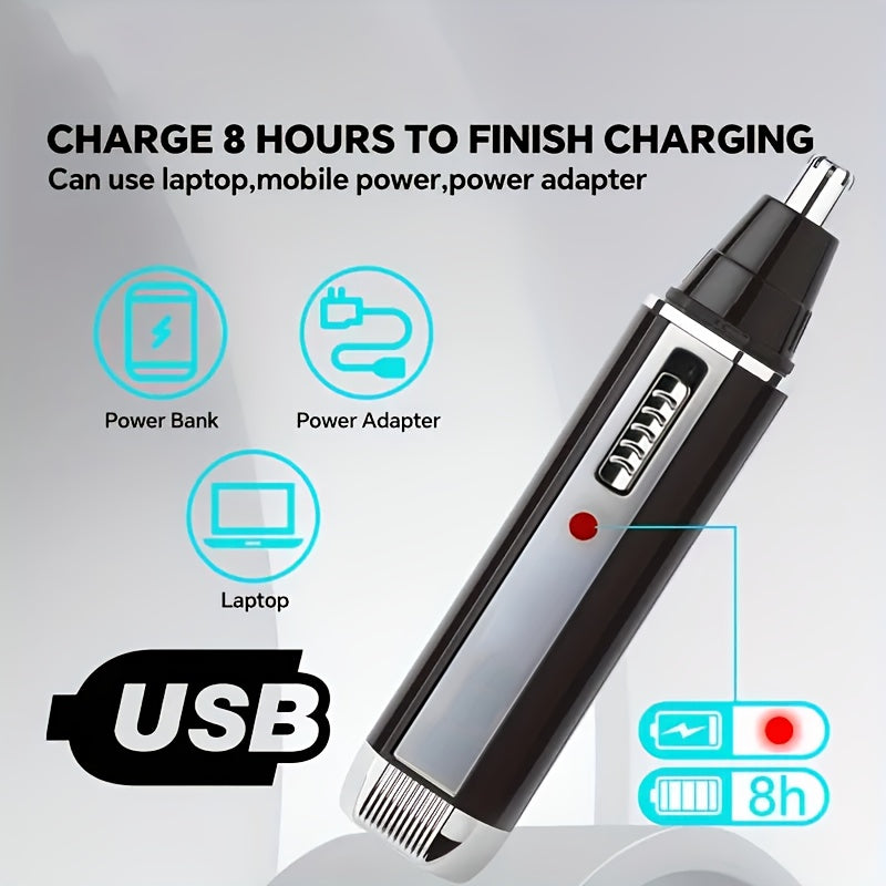 Men's 4-in-1 Grooming Kit Nose Ear Eyebrow Mustache Trimmer USB Rechargeable