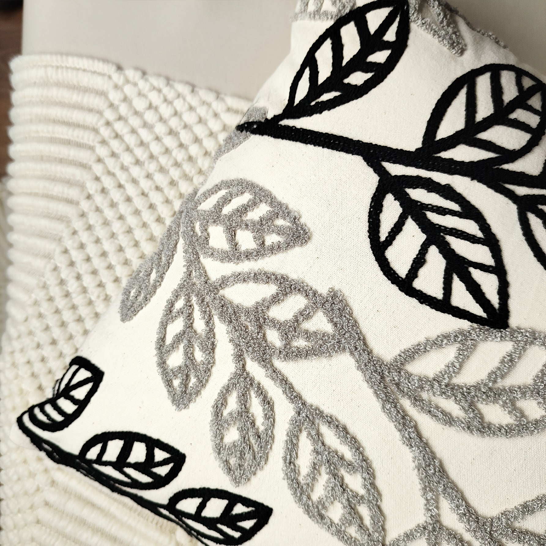 1 шт. наволочка с вышивкой в виде листьев для домашнего декора, подходит для дивана и спальни без вставки для подушки.