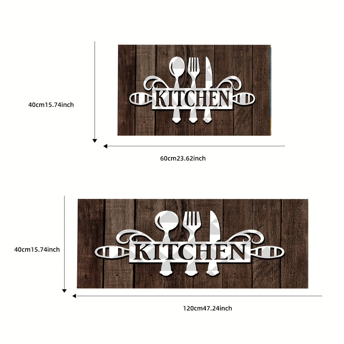 Set of 2 Non-Slip Kitchen Mats Low Pile Easy-Clean Runner Rugs for Home Floors