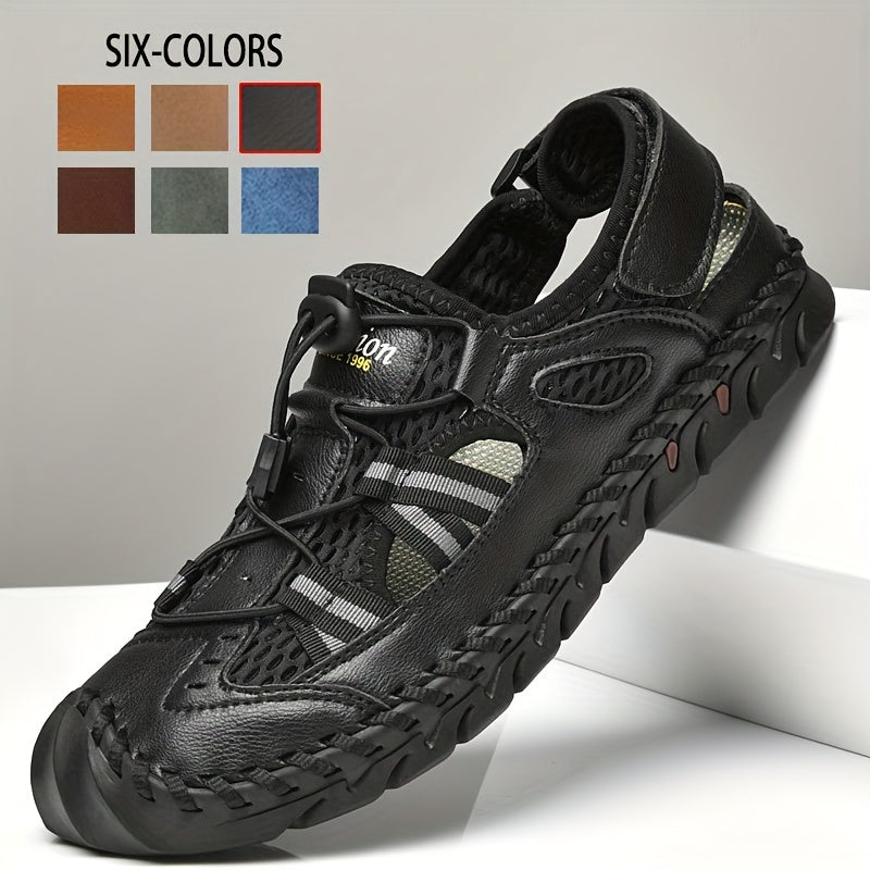 Men's Mesh Sandals with Adjustable Drawstring for Outdoor Casual Walking