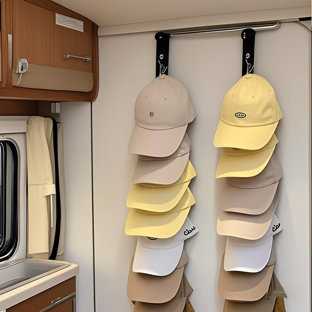 Stainless Steel Hat Rack with 8 Clips for Baseball Caps Home Wardrobe