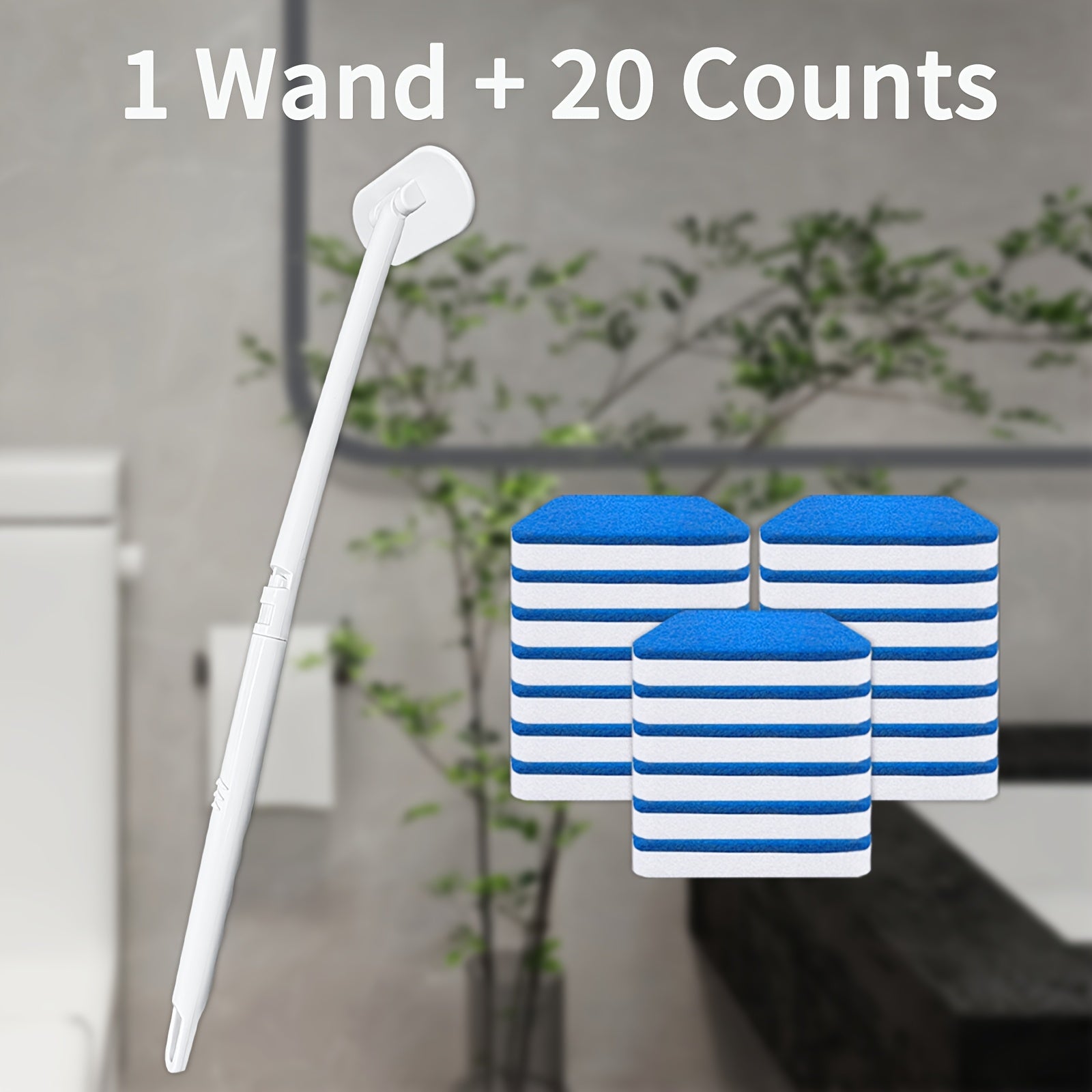 Kichik hammomni tozalash to'plami, uzoq tutqichli cho'tka va 25 ta shimgich bilan