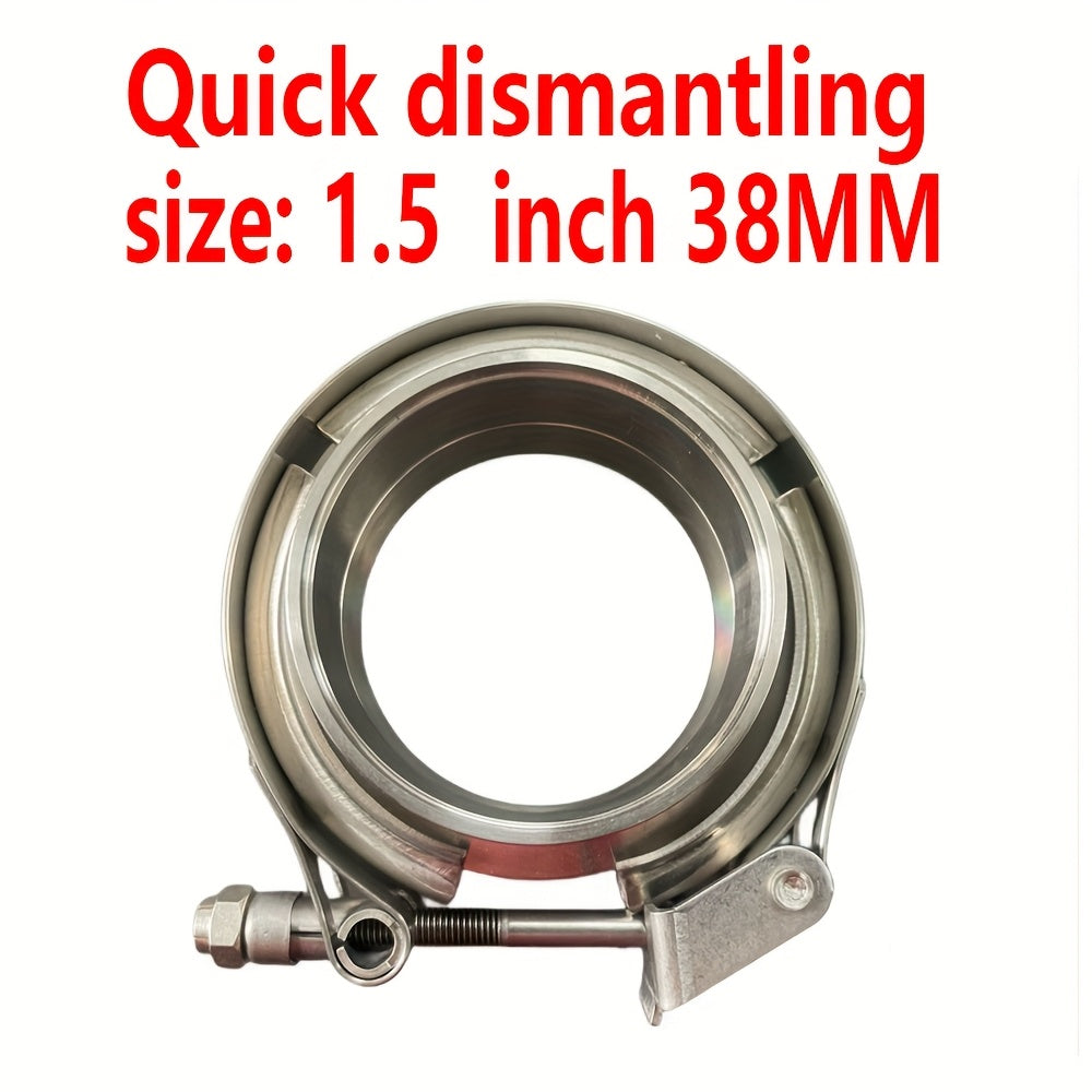 Avtomobil chiqindi quvurlari uchun zanglamaydigan po'latdan yasalgan V-boltli klamplar to'plami, turbo quvur uchun 5.08-7.62 sm